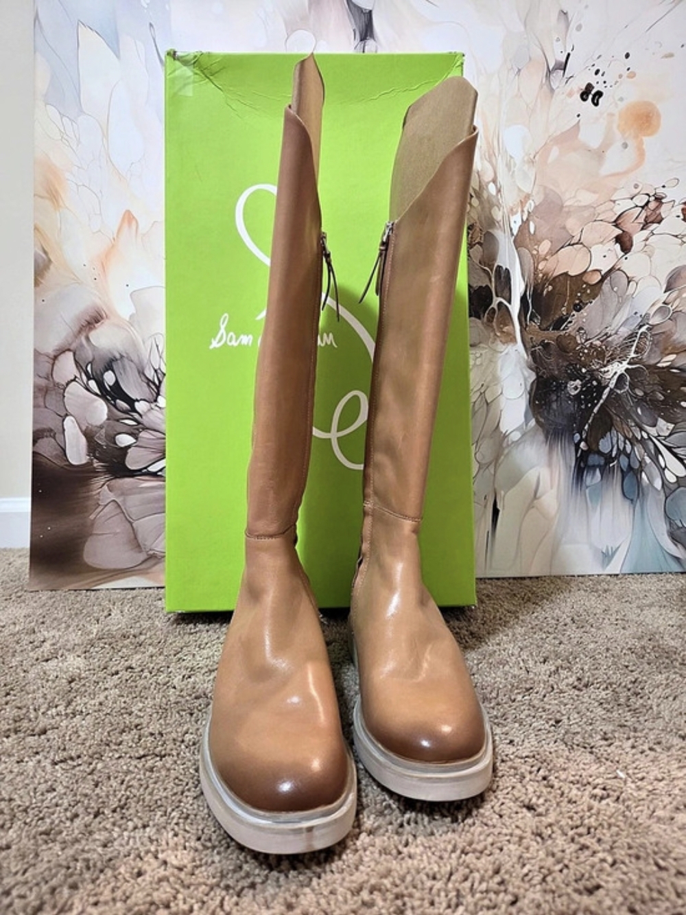 Sam Edelman Sylvia Knee High Boot Platform Brown US 8.5